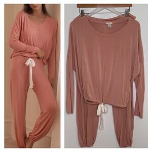 Eberjey Women Gisele Tencel Modal Slouchy Pajama Set Size XS Pink Luxury Lounge